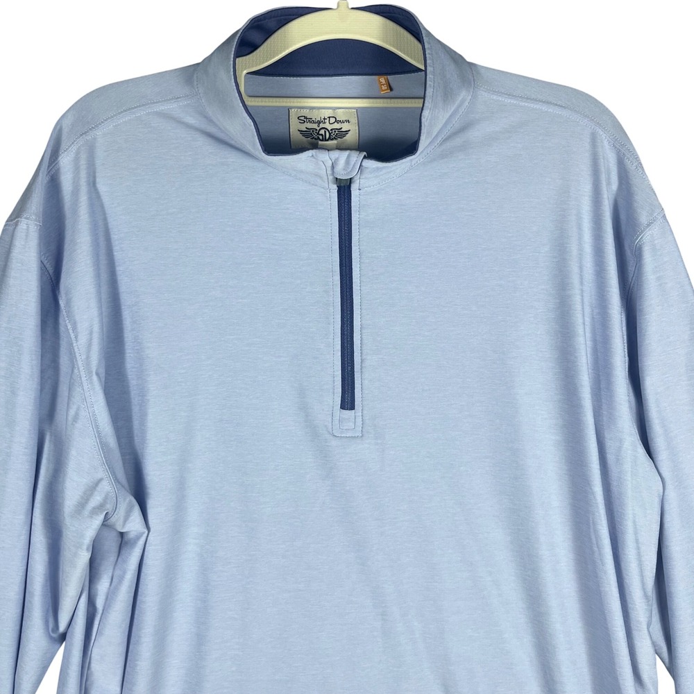Straight Down Quarter Zip Pullover Mens Large Blue Brookside CC Golf UPF 50